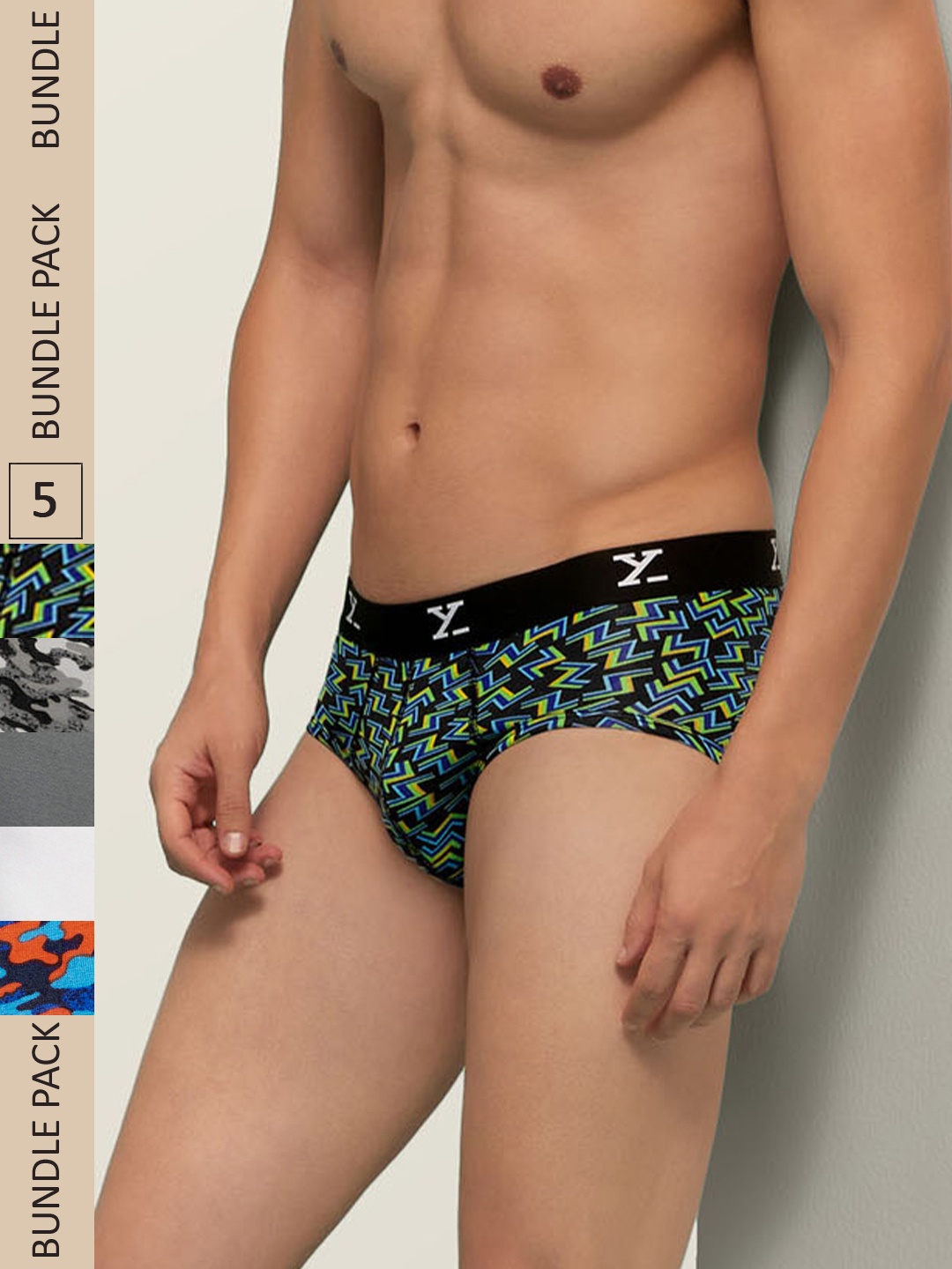 

XYXX Men IntelliSoft Antimicrobial Micro Modal Pack of 5 Shuffle Briefs XYBRF5PCKN119, Grey