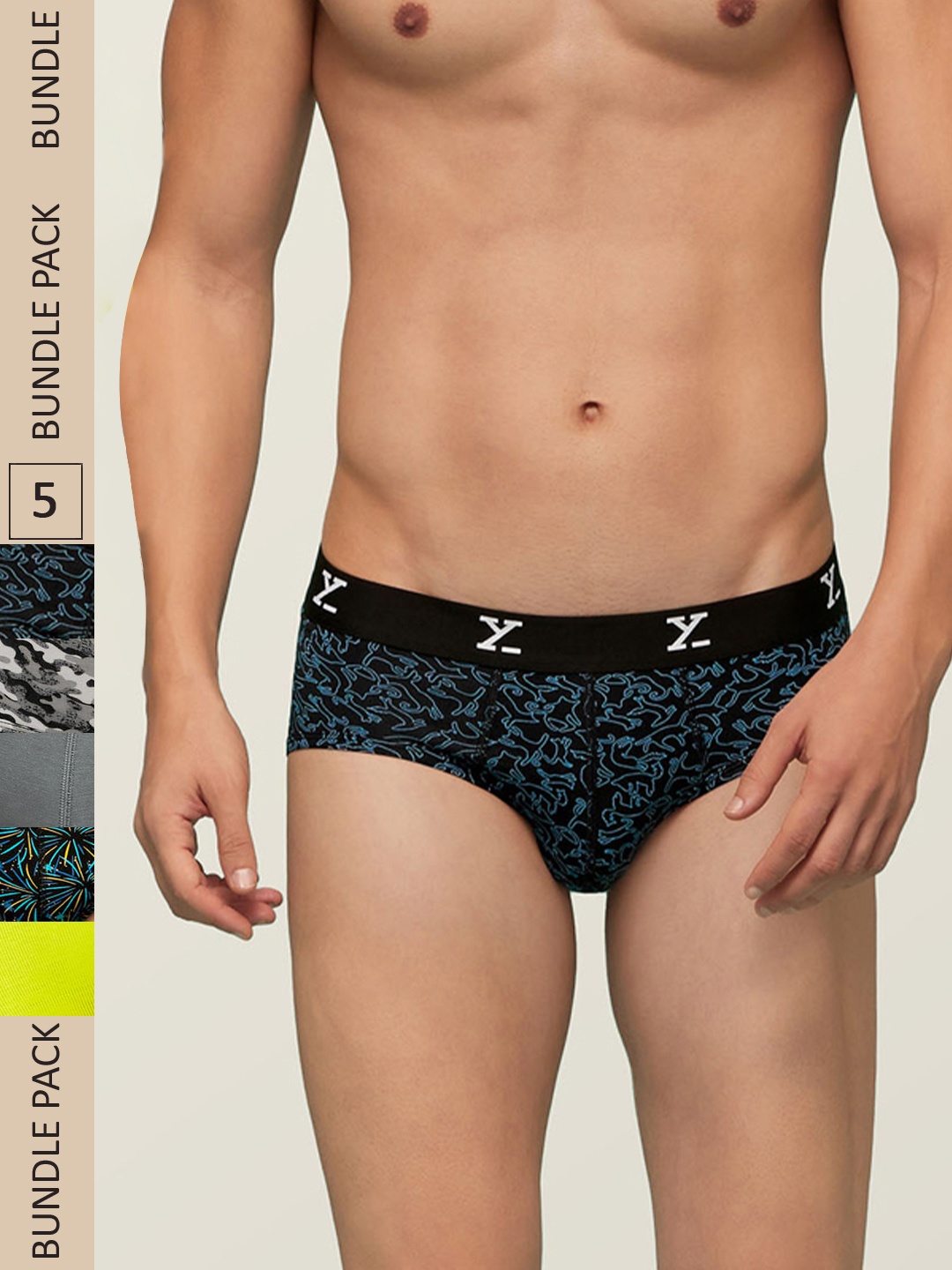 

XYXX Men IntelliSoft Antimicrobial Micro Modal Pack of 5 Shuffle Briefs XYBRF5PCKN118, Grey