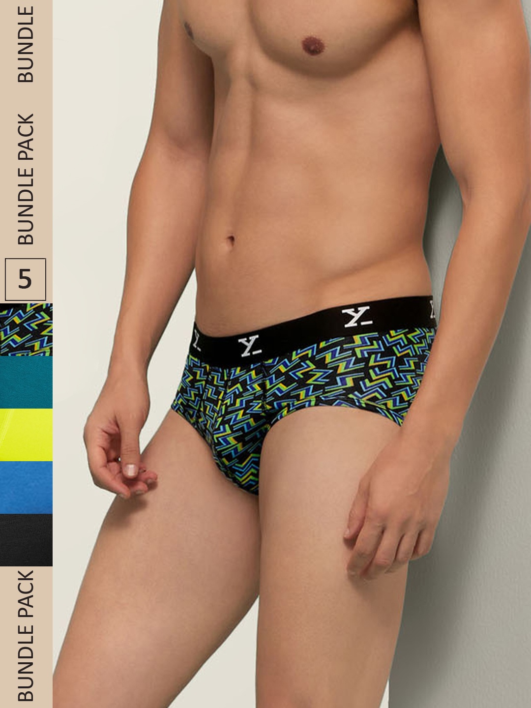 

XYXX Men IntelliSoft Antimicrobial Micro Modal Pack of 5 Shuffle Briefs XYBRF5PCKN122, Black