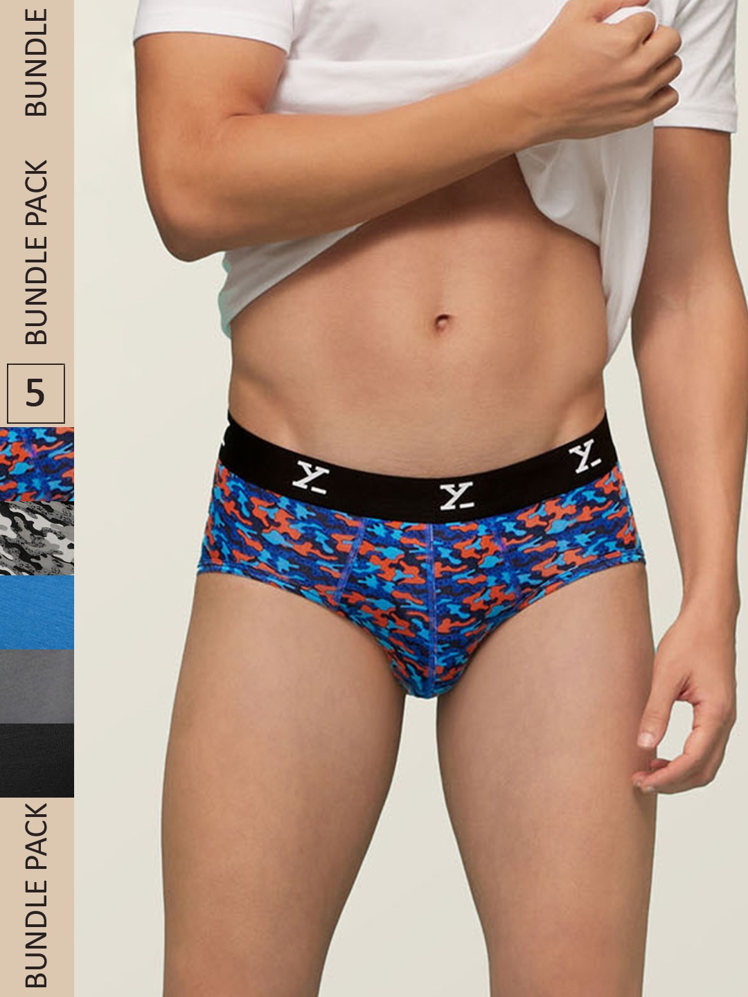 

XYXX Men IntelliSoft Antimicrobial Micro Modal Pack of 5 Shuffle Briefs XYBRF5PCKN123, Grey