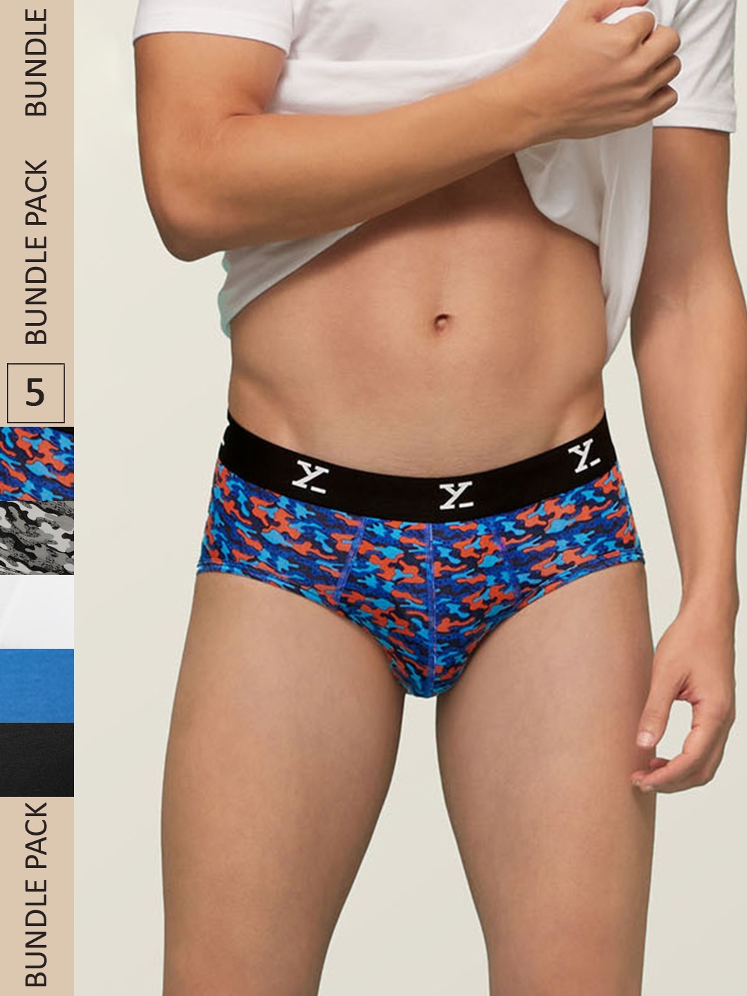 

XYXX Men IntelliSoft Antimicrobial Micro Modal Pack of 5 Shuffle Briefs XYBRF5PCKN116, White