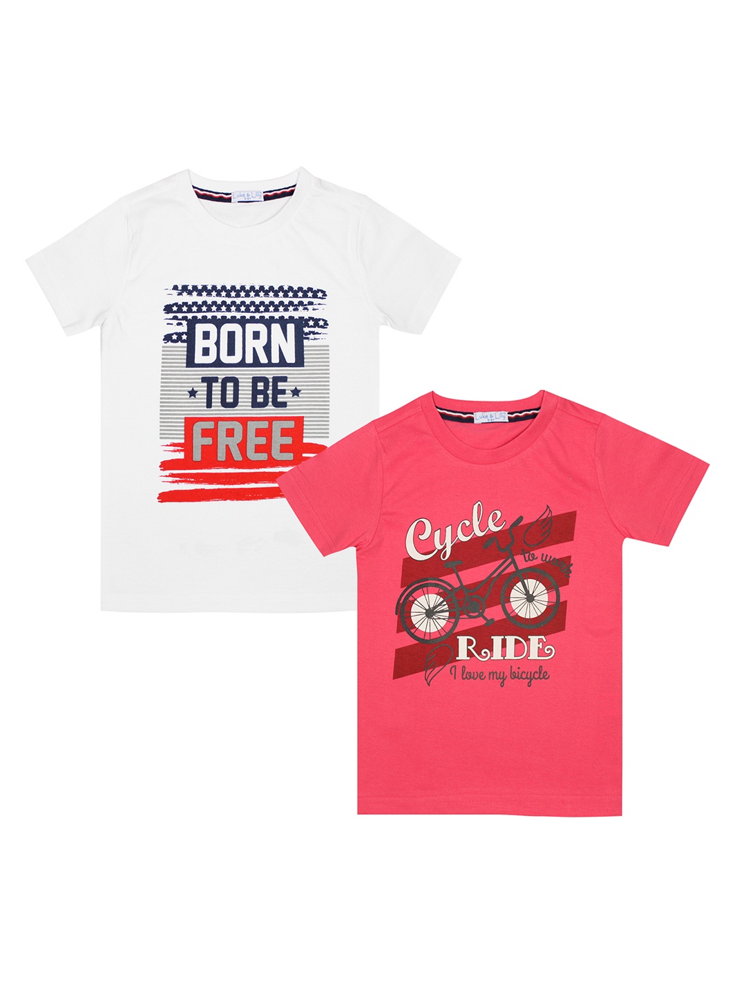 

Luke & Lilly Boys Pack of 2 Multicoloured Round Neck T-Shirts, Pink