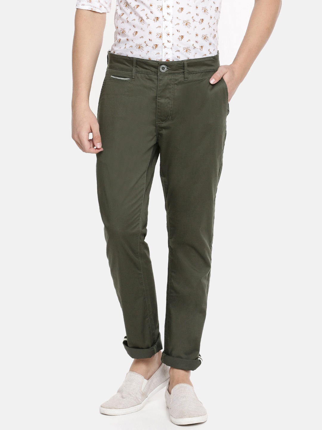 

Being Human Men Olive Green Regular Fit Solid Chinos