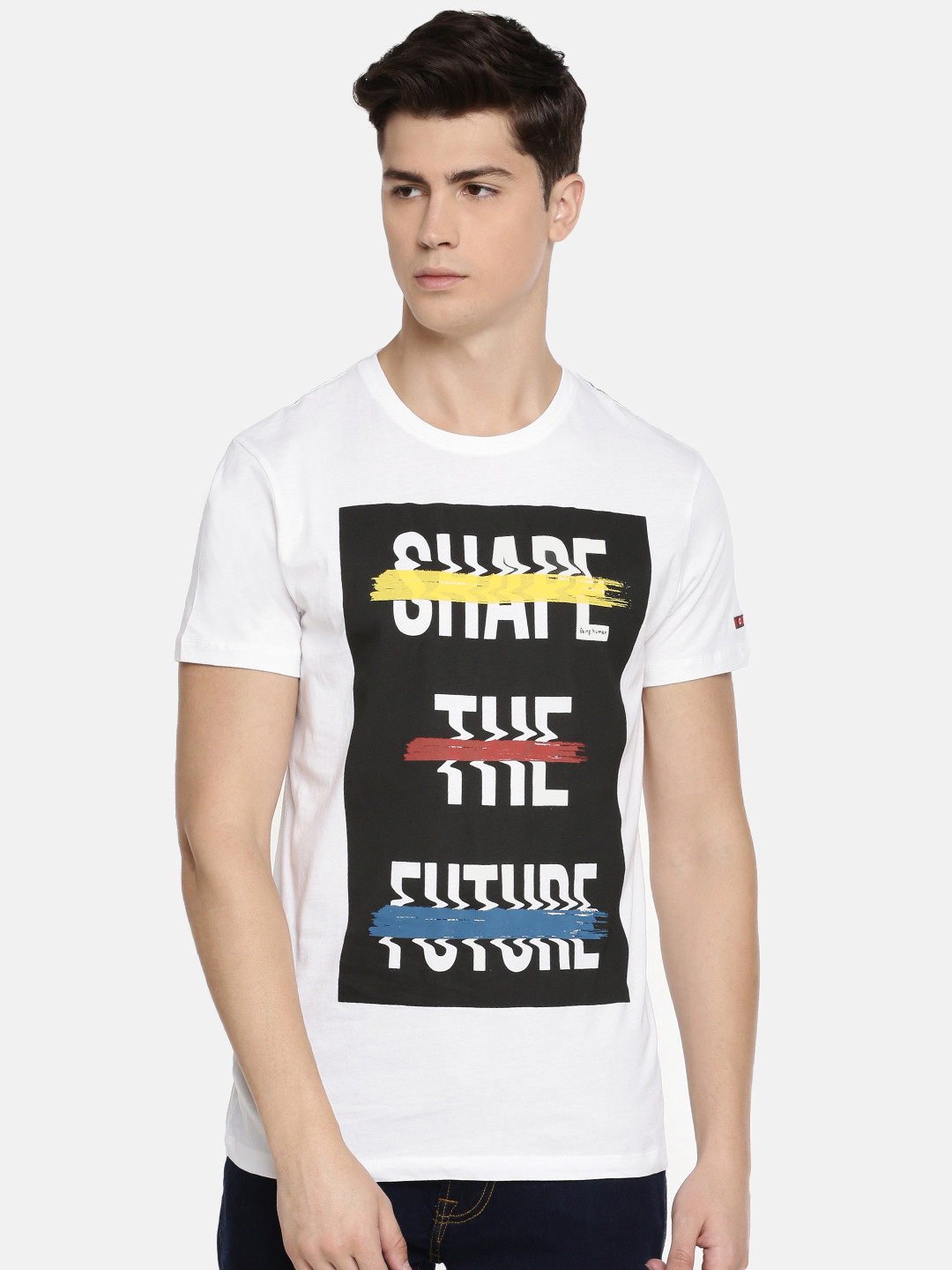 

Being Human Clothing Men White Printed Round Neck Pure Cotton T-shirt
