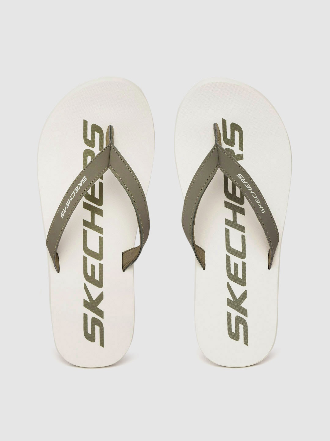 

Skechers Men Olive Green & Off-White Printed Thong Flip-Flops