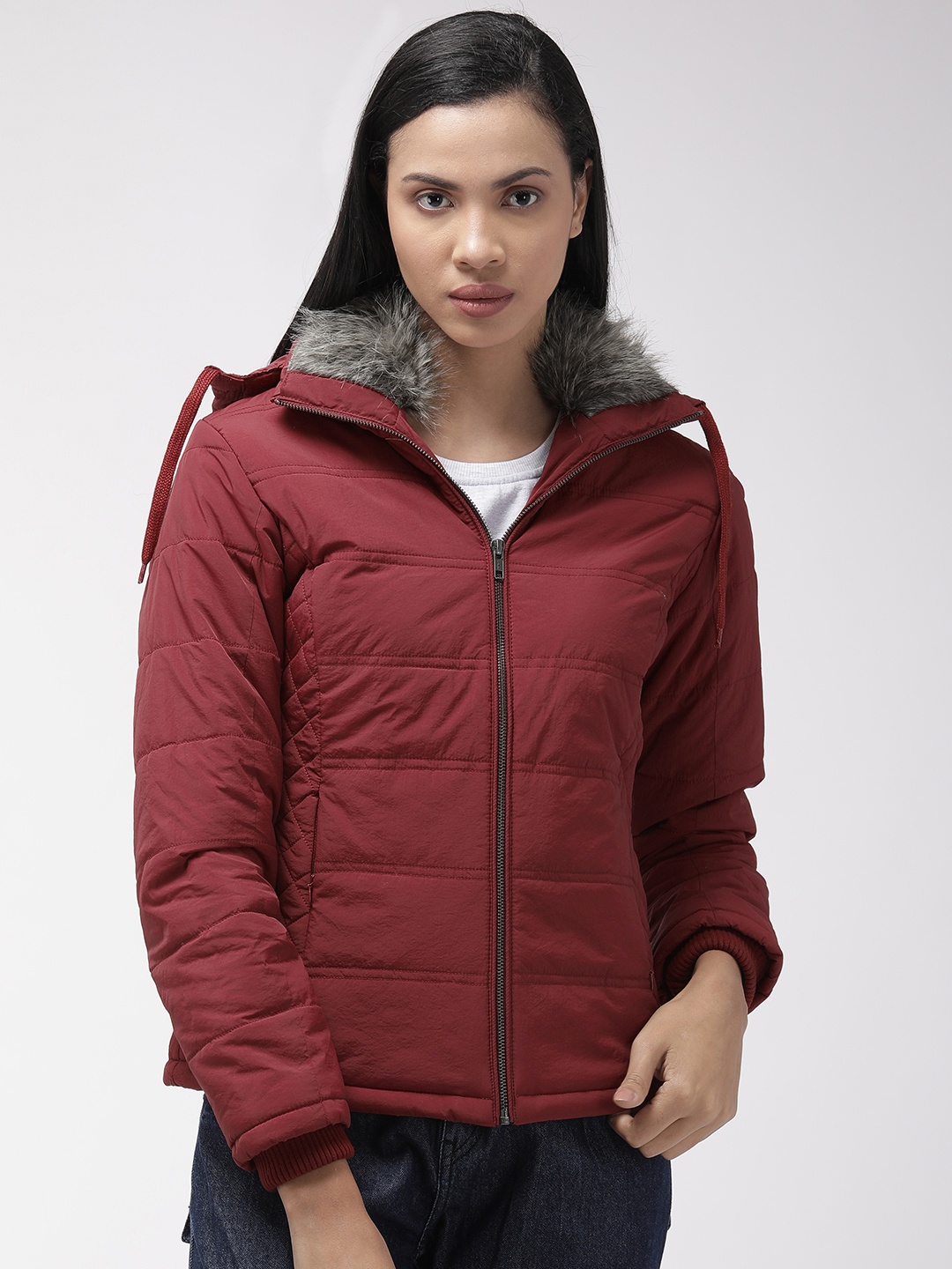 

Fort Collins Women Maroon Solid Padded Jacket
