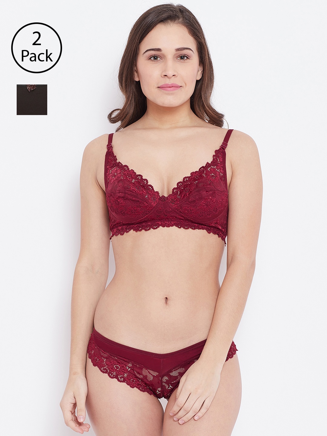 

N-Gal Women Pack of 2 Lingerie Set, Maroon