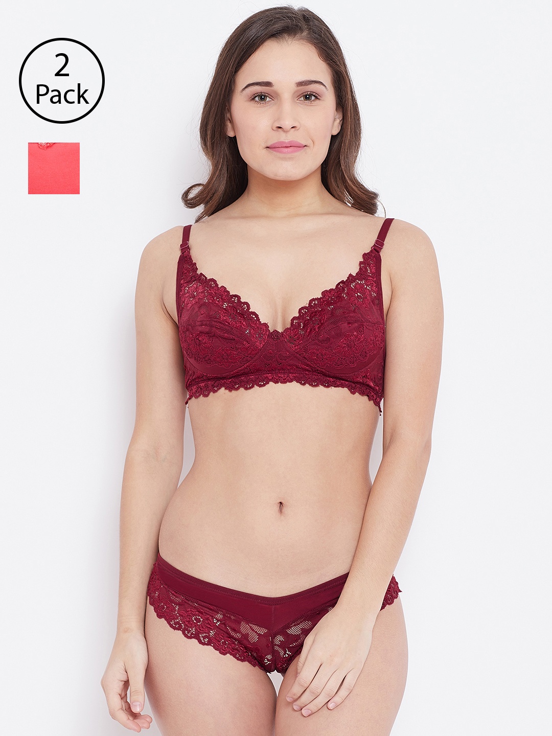 

N-Gal Women Pack of 2 Lingerie Sets 8009685-1-8009613-1, Maroon