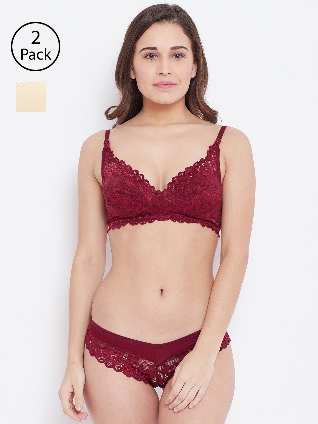 

N-Gal Women Pack of 2 Lingerie Sets 8009687-1-8009613-1, Maroon