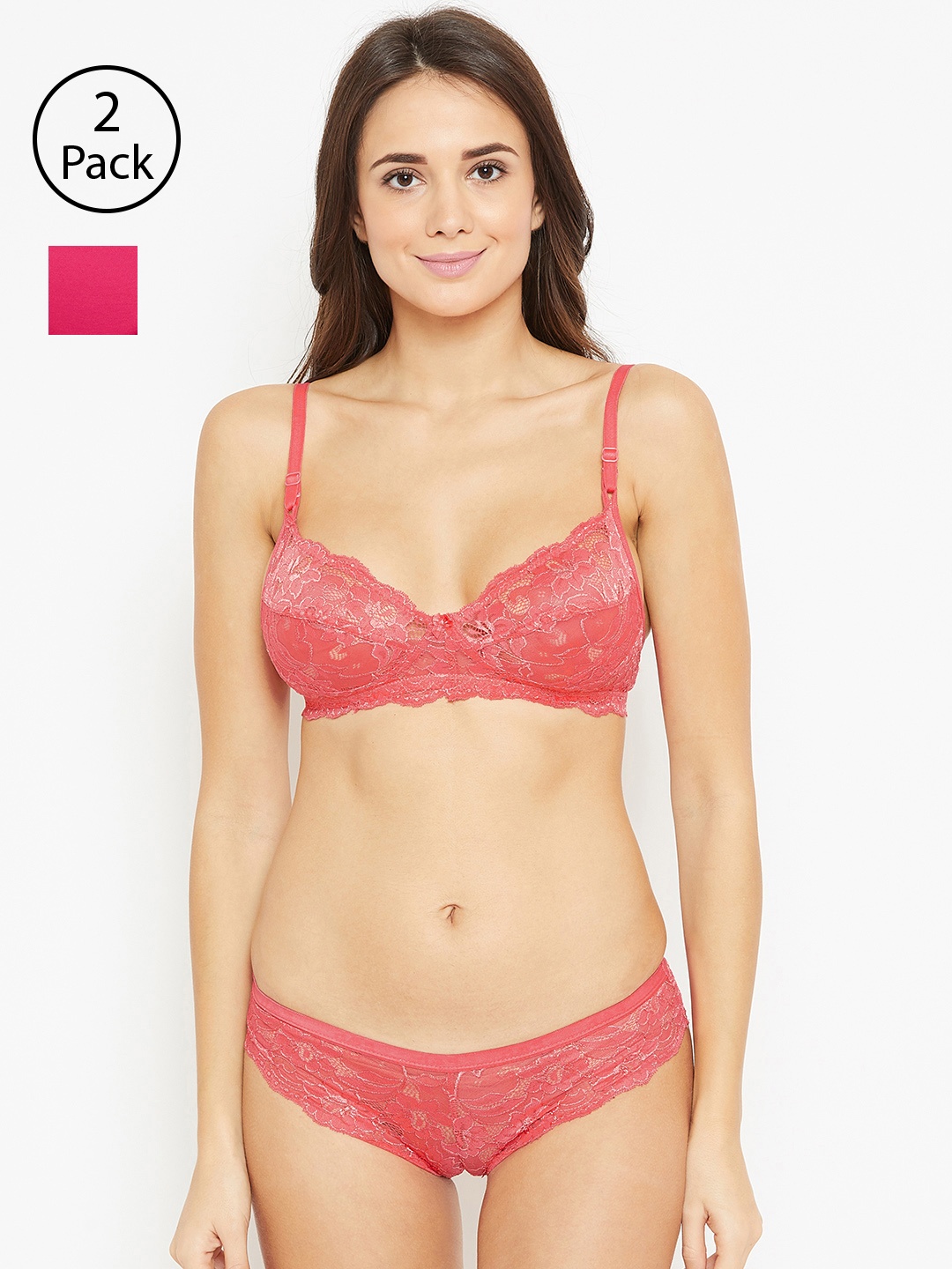 

N-Gal Women Pack of 2 Lingerie Sets, Coral