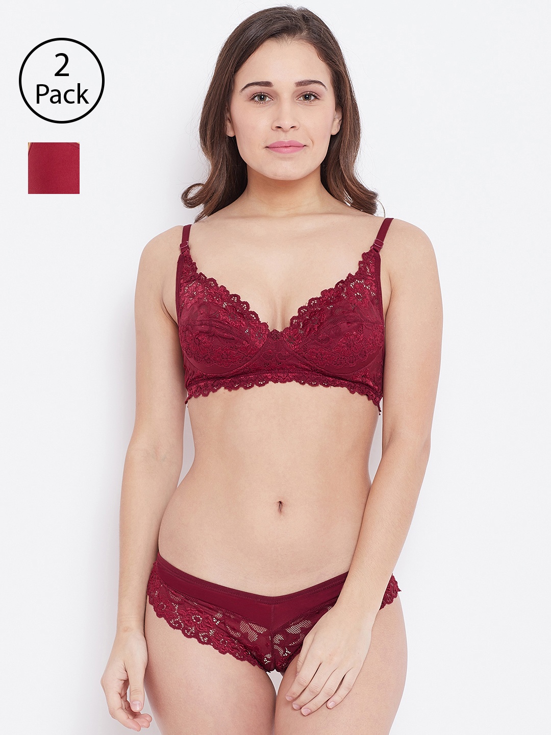 

N-Gal Women Pack of 2 Maroon Lingerie Set