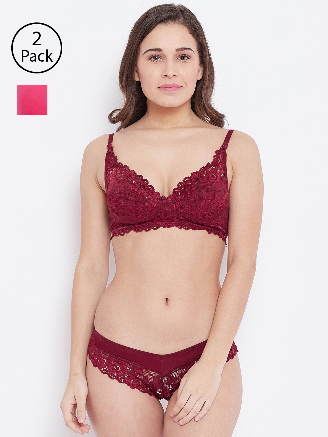

N-Gal Women Pack of 2 Lingerie Set, Maroon