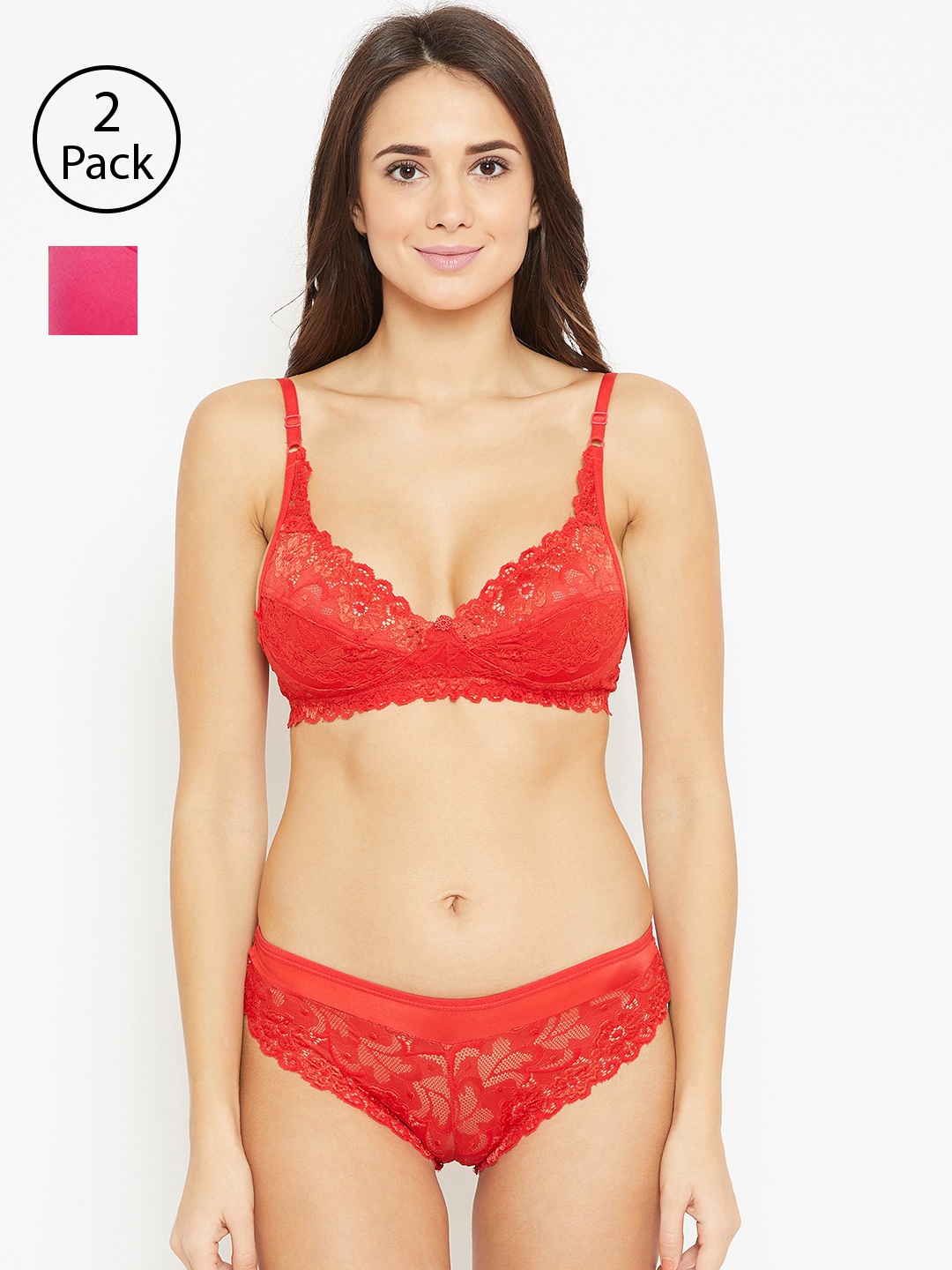 

N-Gal Women Pack of 2 Lingerie Set, Red
