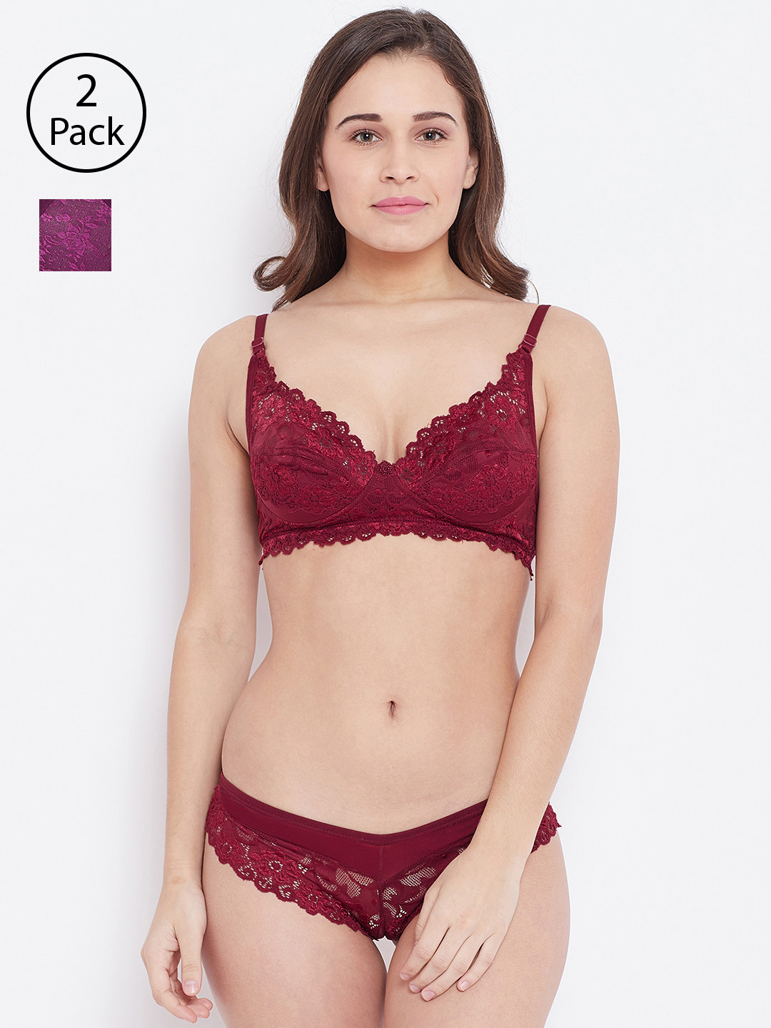 

N-Gal Women Pack of 2 Lingerie Set, Maroon