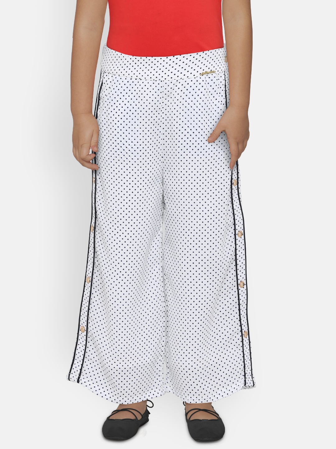 

Peppermint Girls White Printed Straight Palazzos