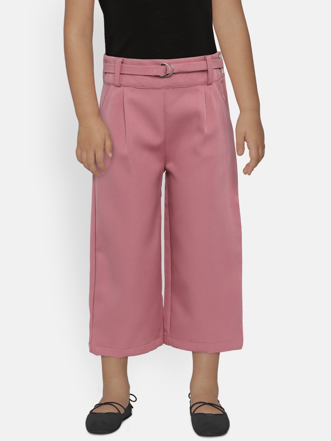 

Peppermint Girls Pink Solid Straight Palazzos
