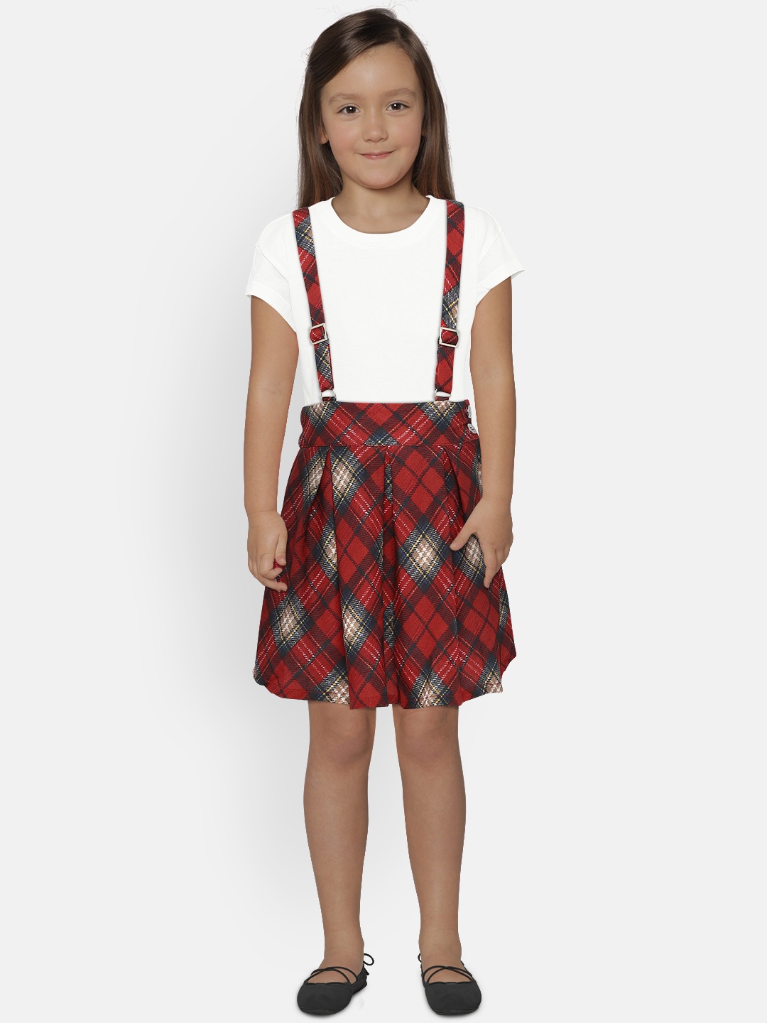 

Peppermint Girls Red & Green Checked A-Line Skirt
