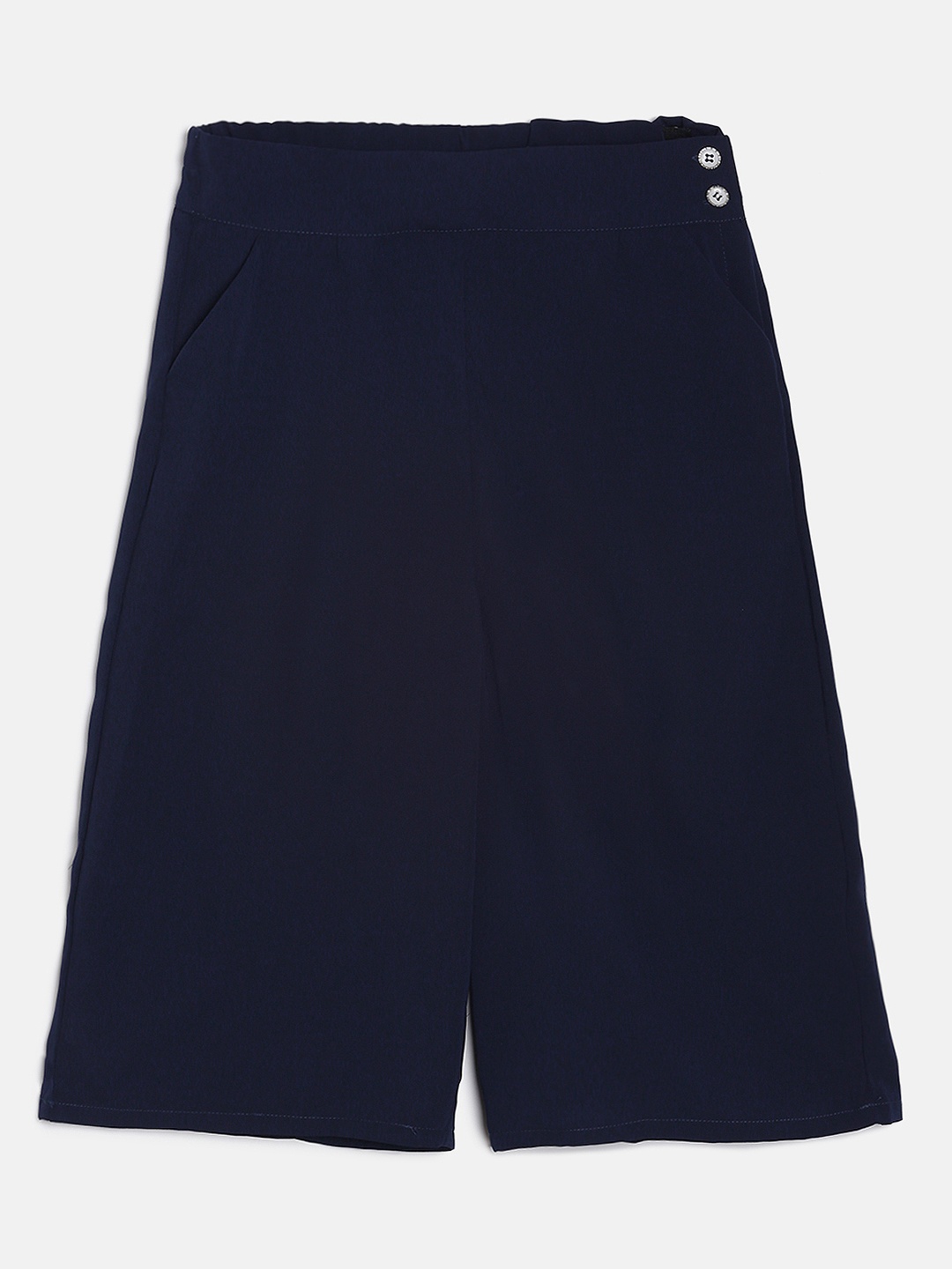 

Peppermint Girls Navy Blue Loose Fit Solid Culottes