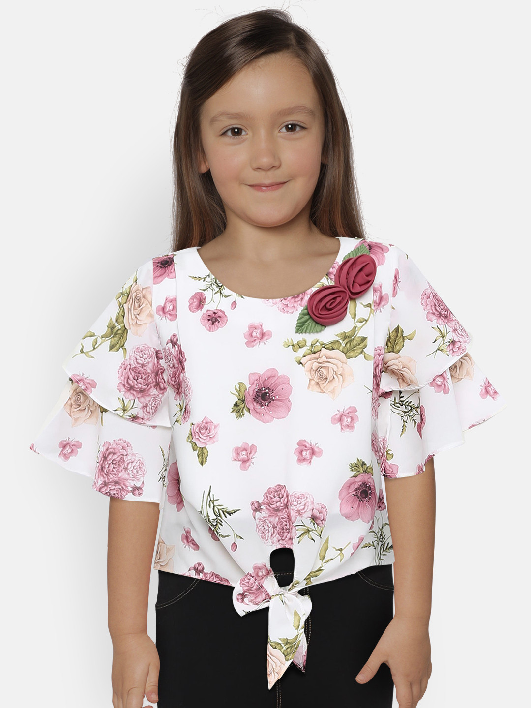 

Peppermint Girls White Printed Top