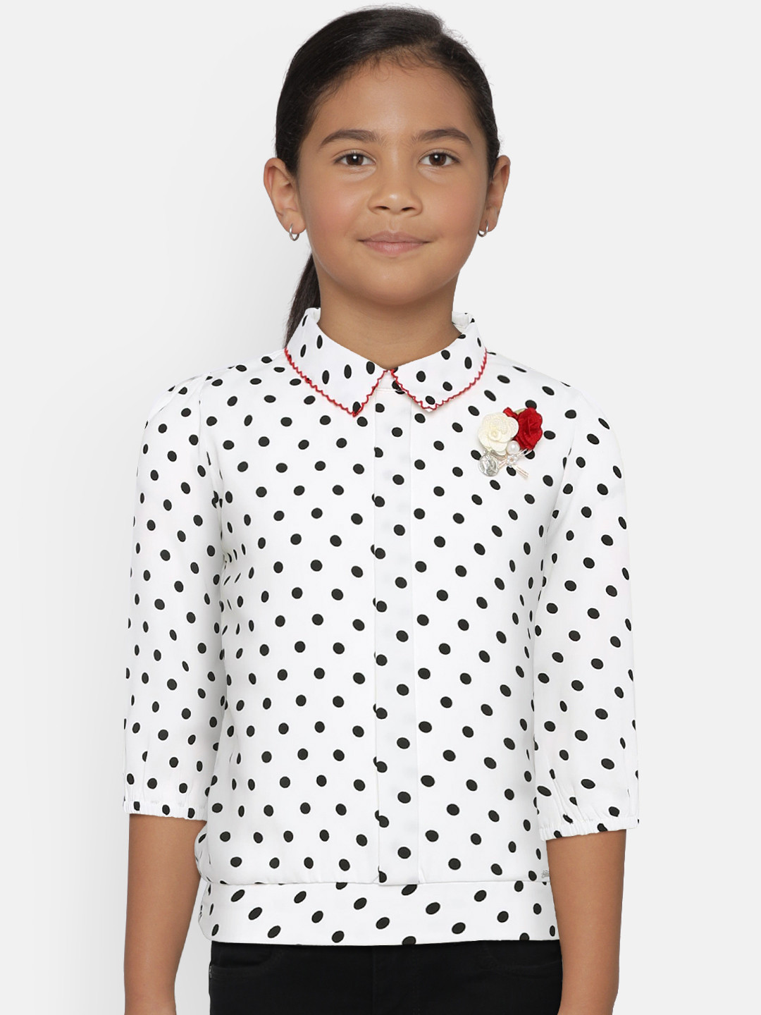 

Peppermint Girls Off-White Printed Shirt Style Top