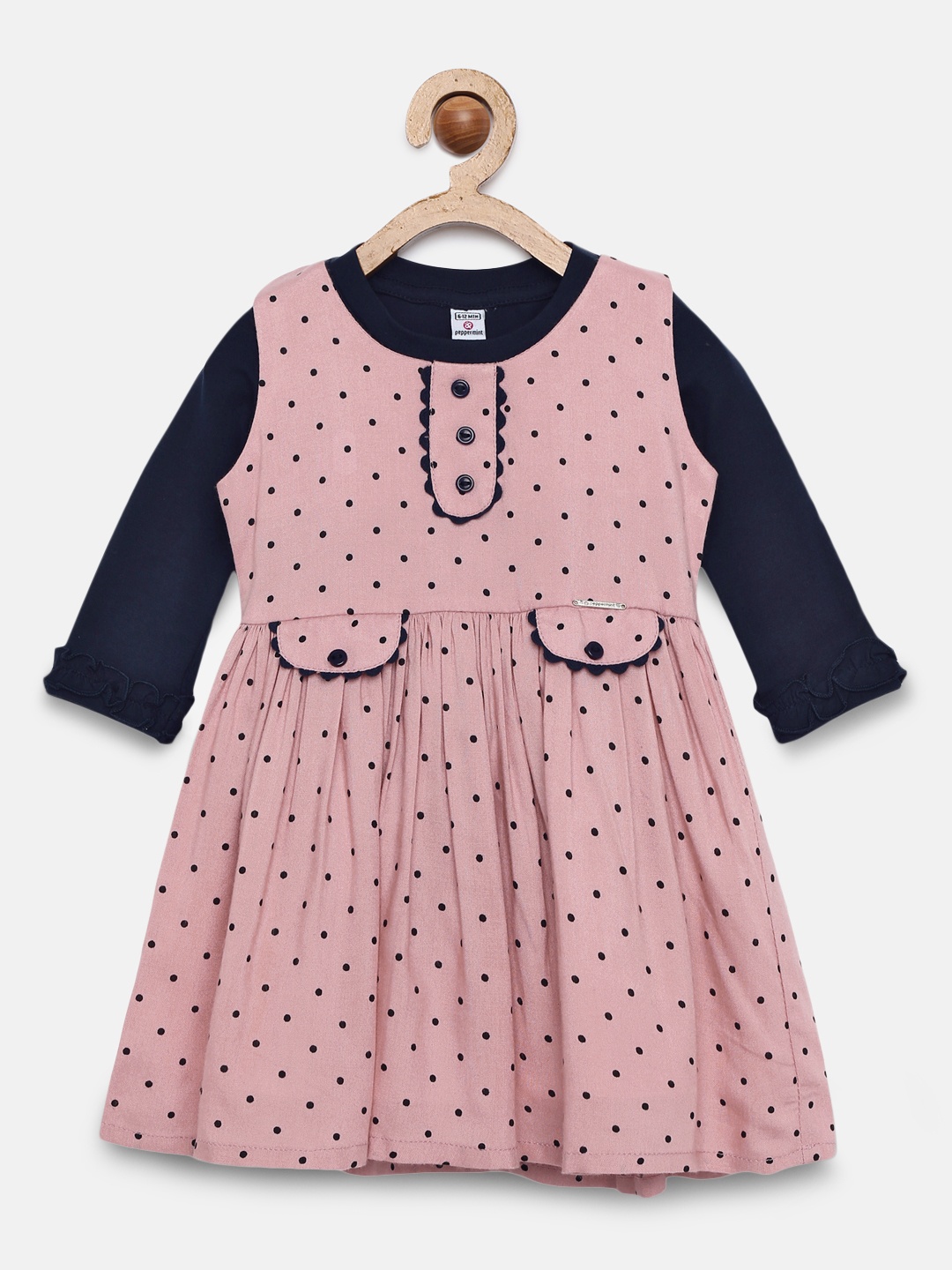 

Peppermint Girls Mauve Polka Dots Print Fit and Flare Dress