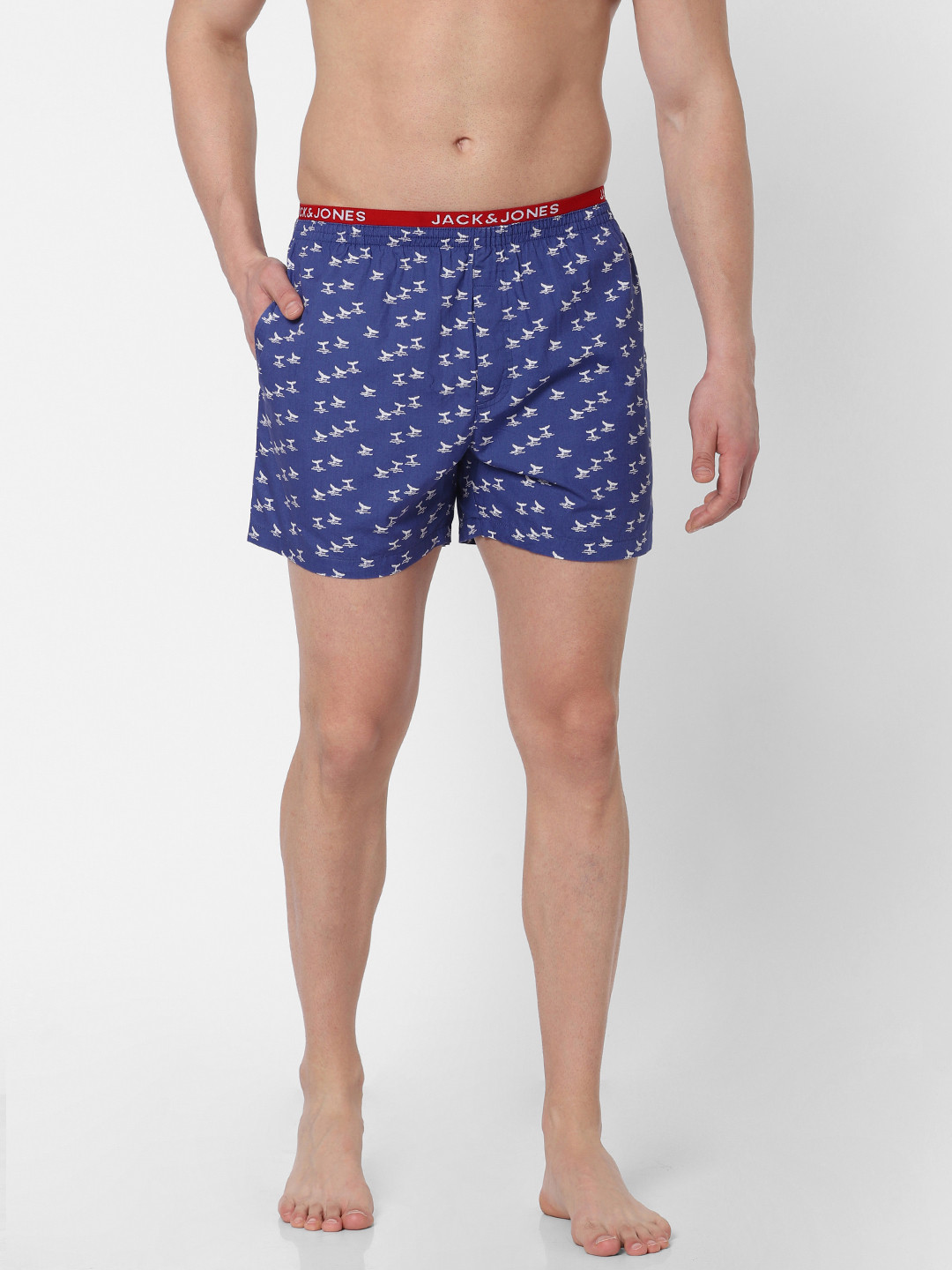

Jack & Jones Men Navy Blue & White Printed Pure Cotton Boxers 2096868005