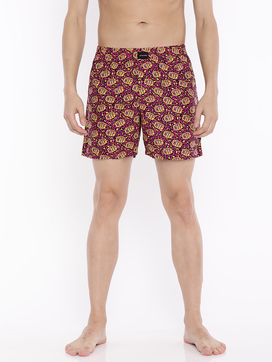 

Jack & Jones Men Pink & Yellow Printed Pure Cotton Boxers 2096827005