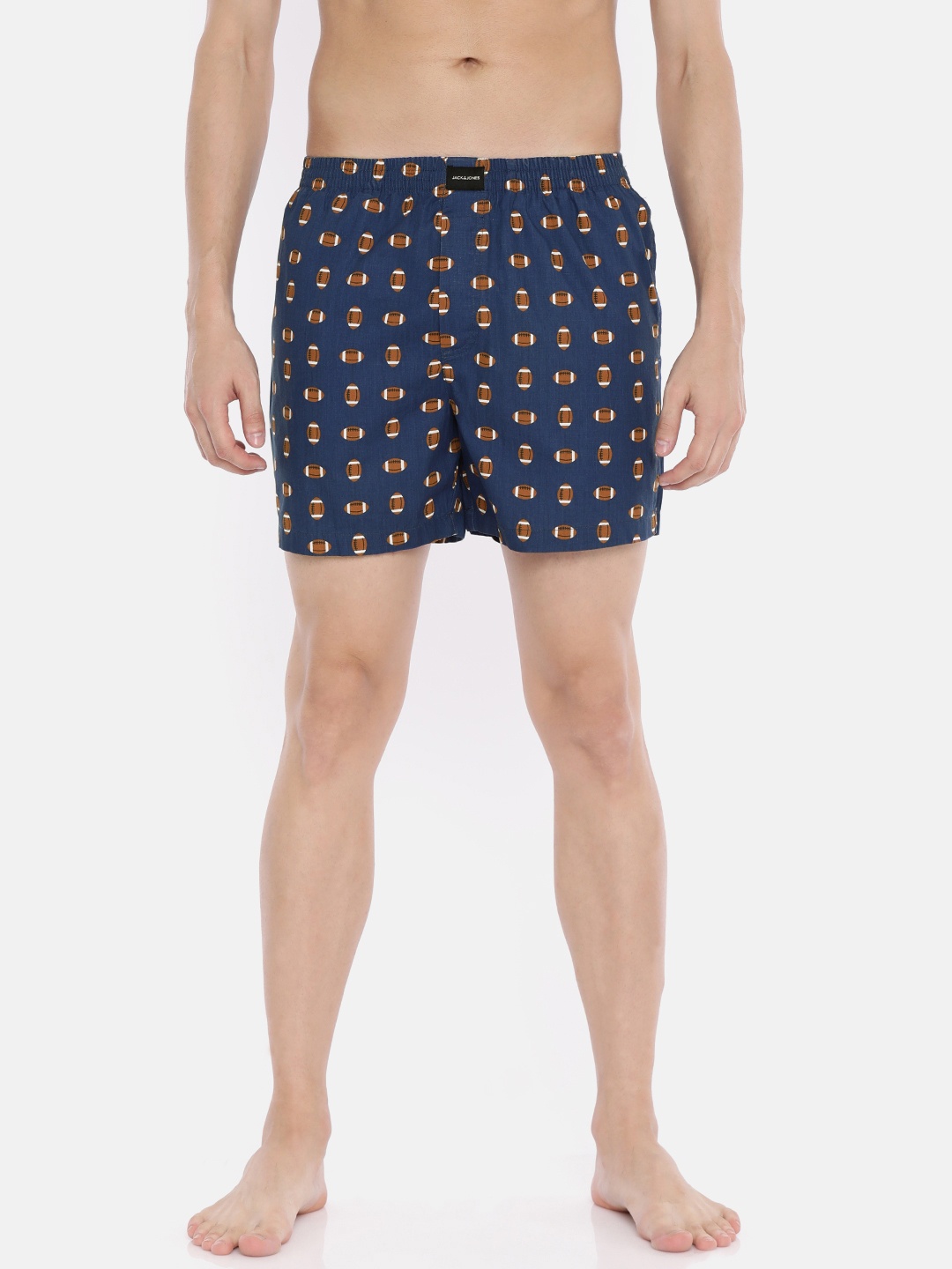 

Jack & Jones Men Blue & Brown Printed Pure Cotton Boxers 2096847005