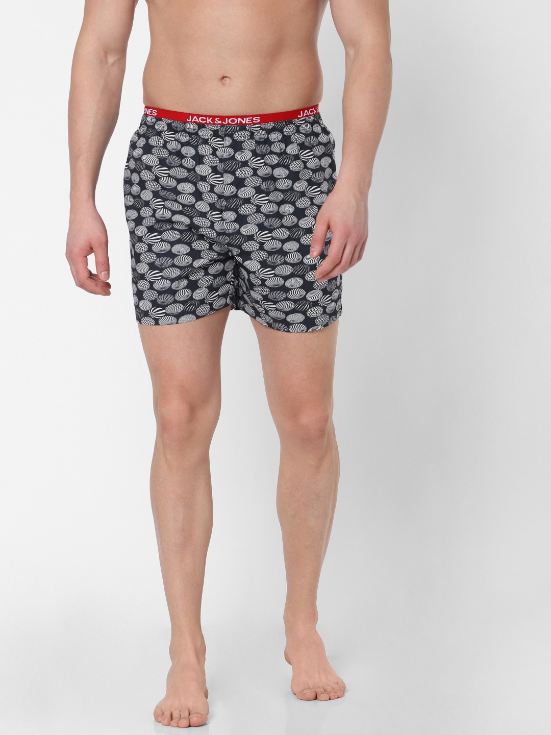 

Jack & Jones Men Black & White Printed Pure Cotton Boxers 2096841005