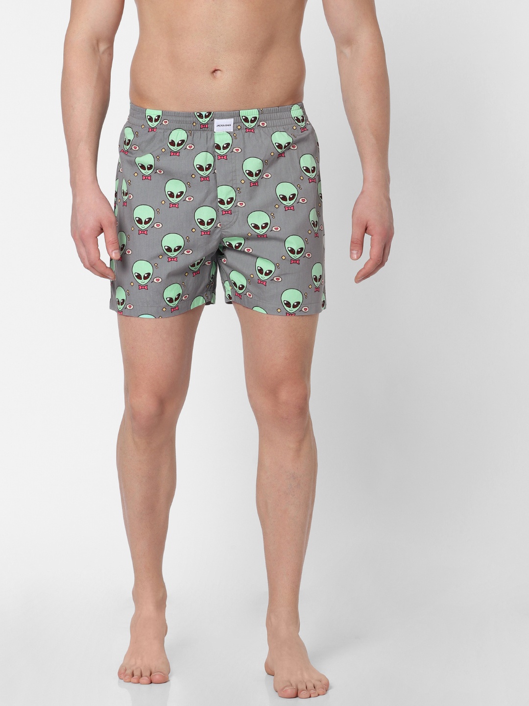 

Jack & Jones Men Grey & Sea Green Printed Pure Cotton Boxers 2096824005