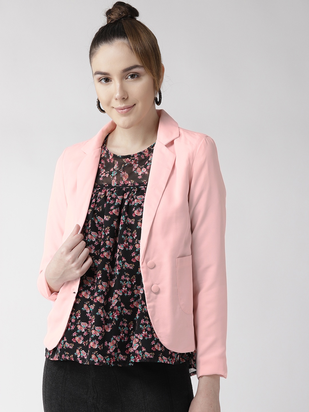 

QUIERO Women Pink Comfort Fit Solid Single-Breasted Casual Blazer