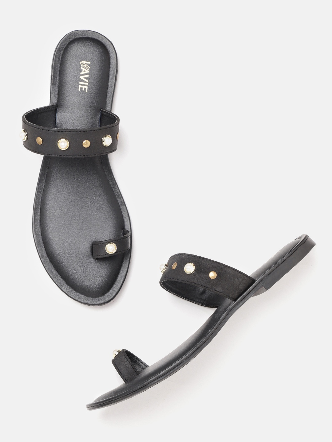 

Lavie Women Black Studded One Toe Flats
