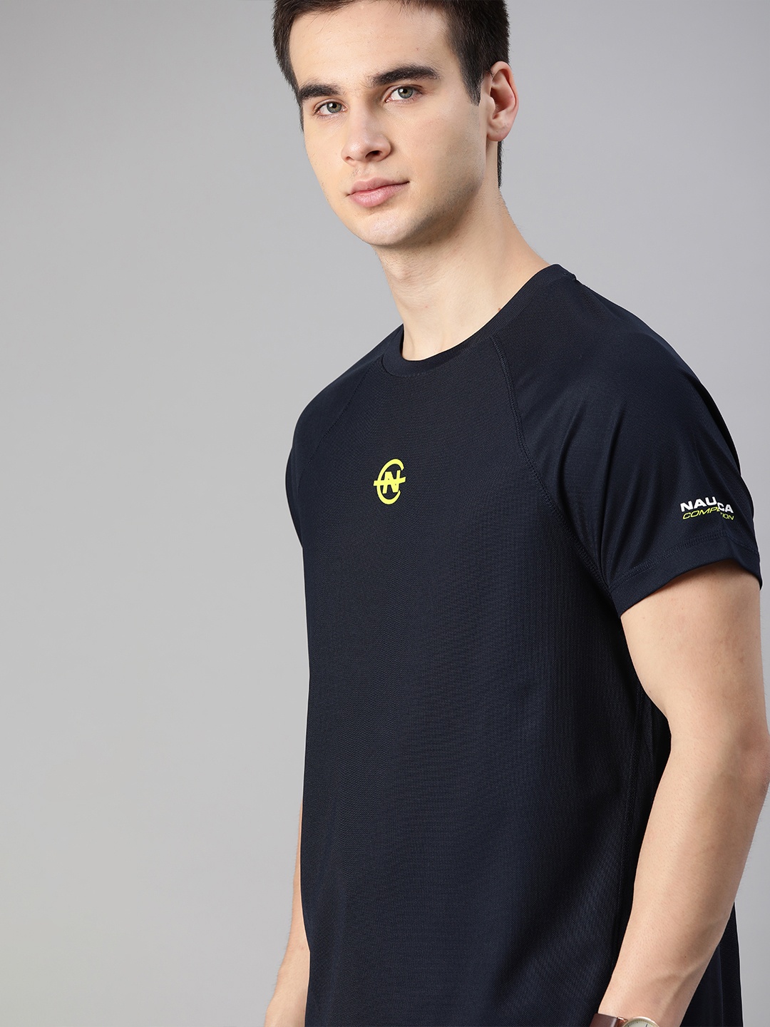 

Nautica Men Black Solid Polo Collar T-shirt