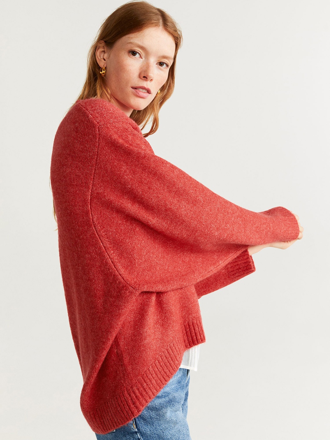

MANGO Women Red Solid Pullover Sweater