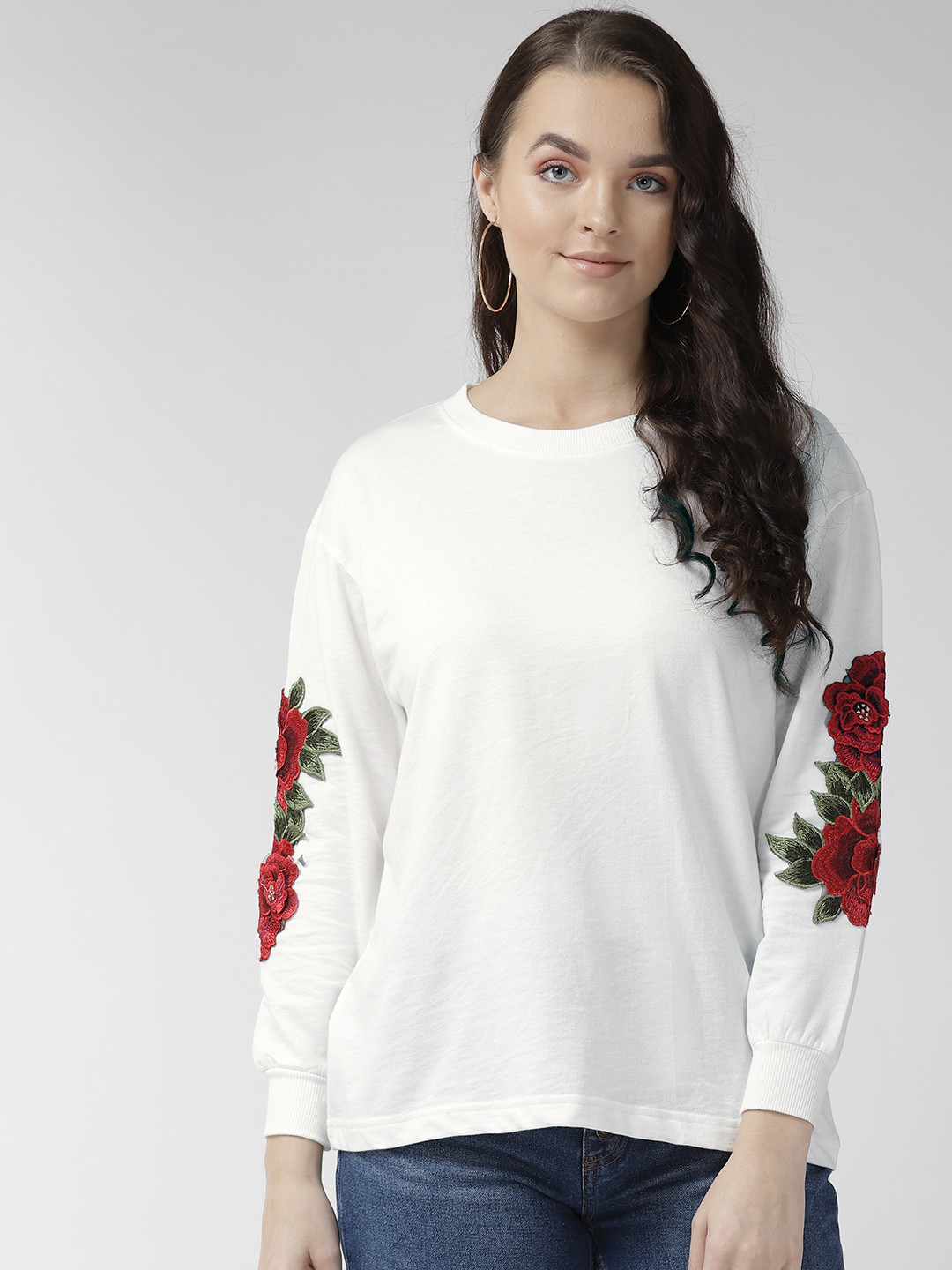 

plusS Women White Solid Sweatshirt