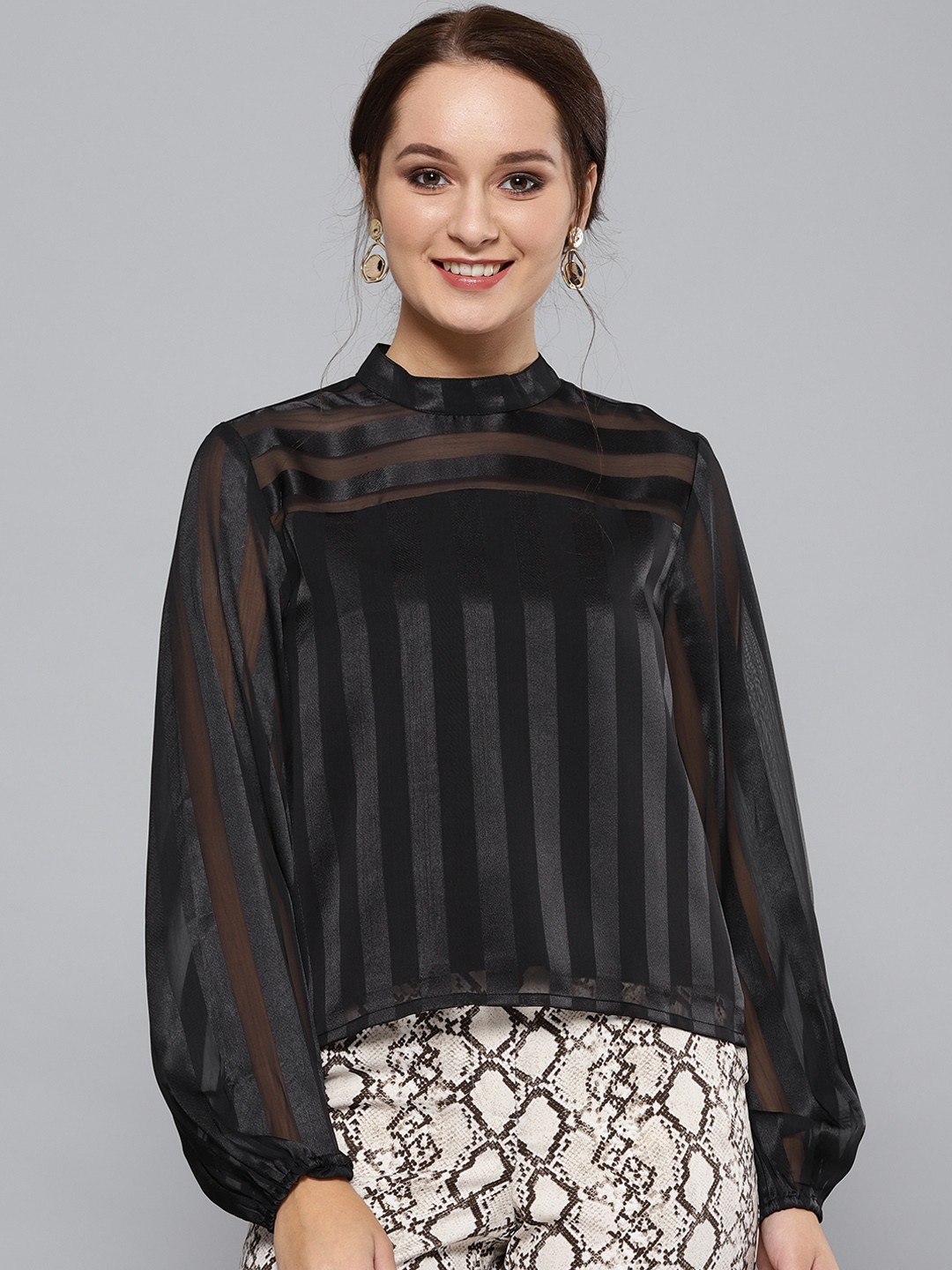 

STREET 9 Women Black Striped Top