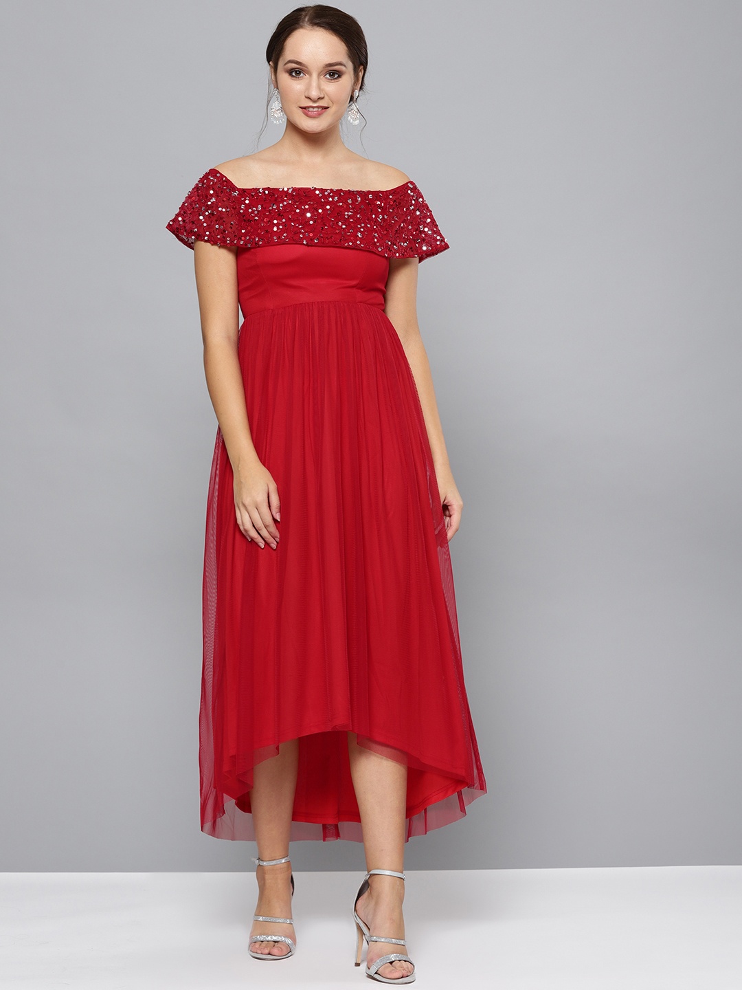 

STREET 9 Red Net Maxi Dress