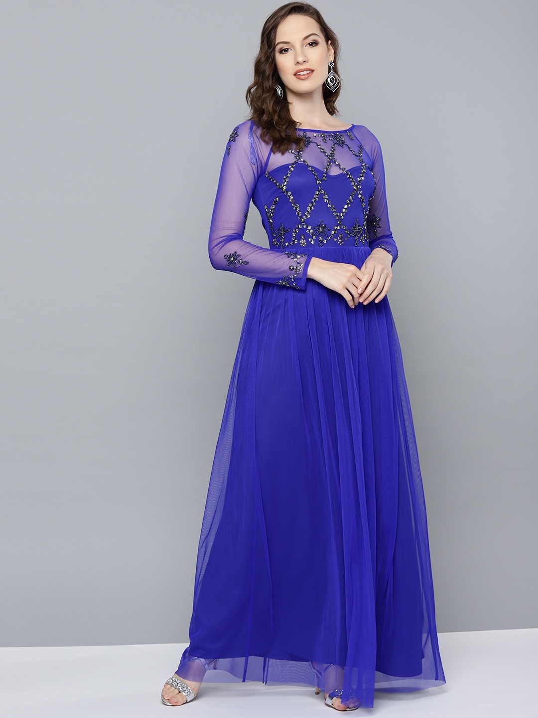 

STREET 9 Women Blue Embellished Maxi Dress