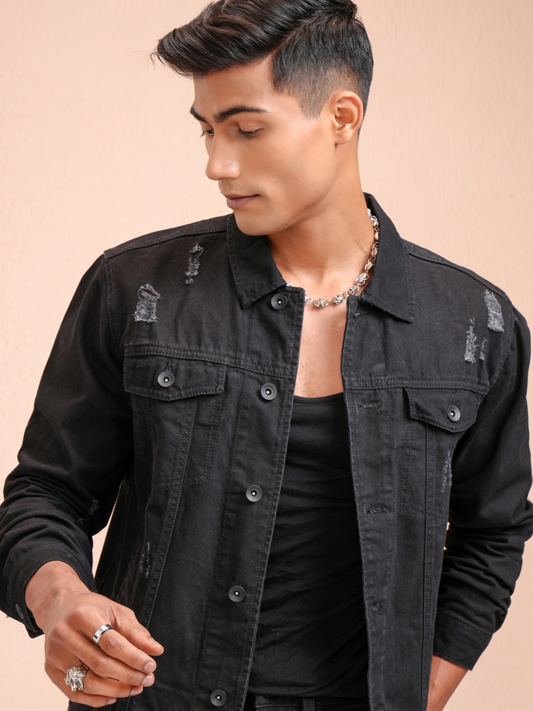 

LOCOMOTIVE Men Black Solid Jacket