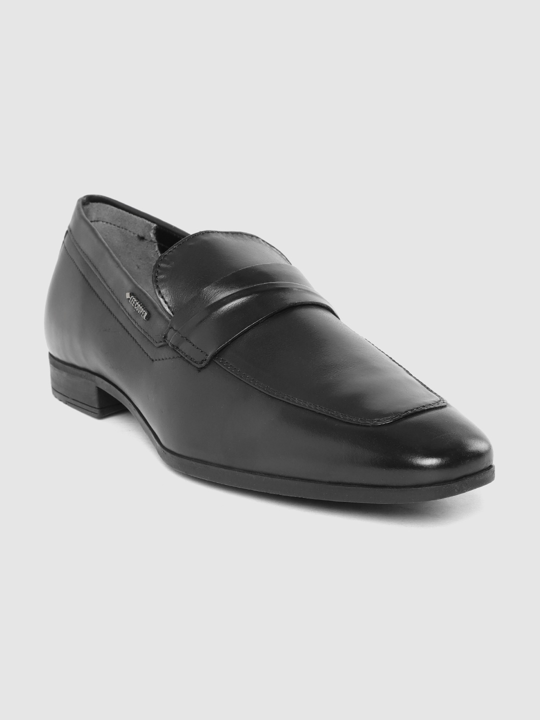 

Lee Cooper Men Black Solid Leather Formal Slip-Ons