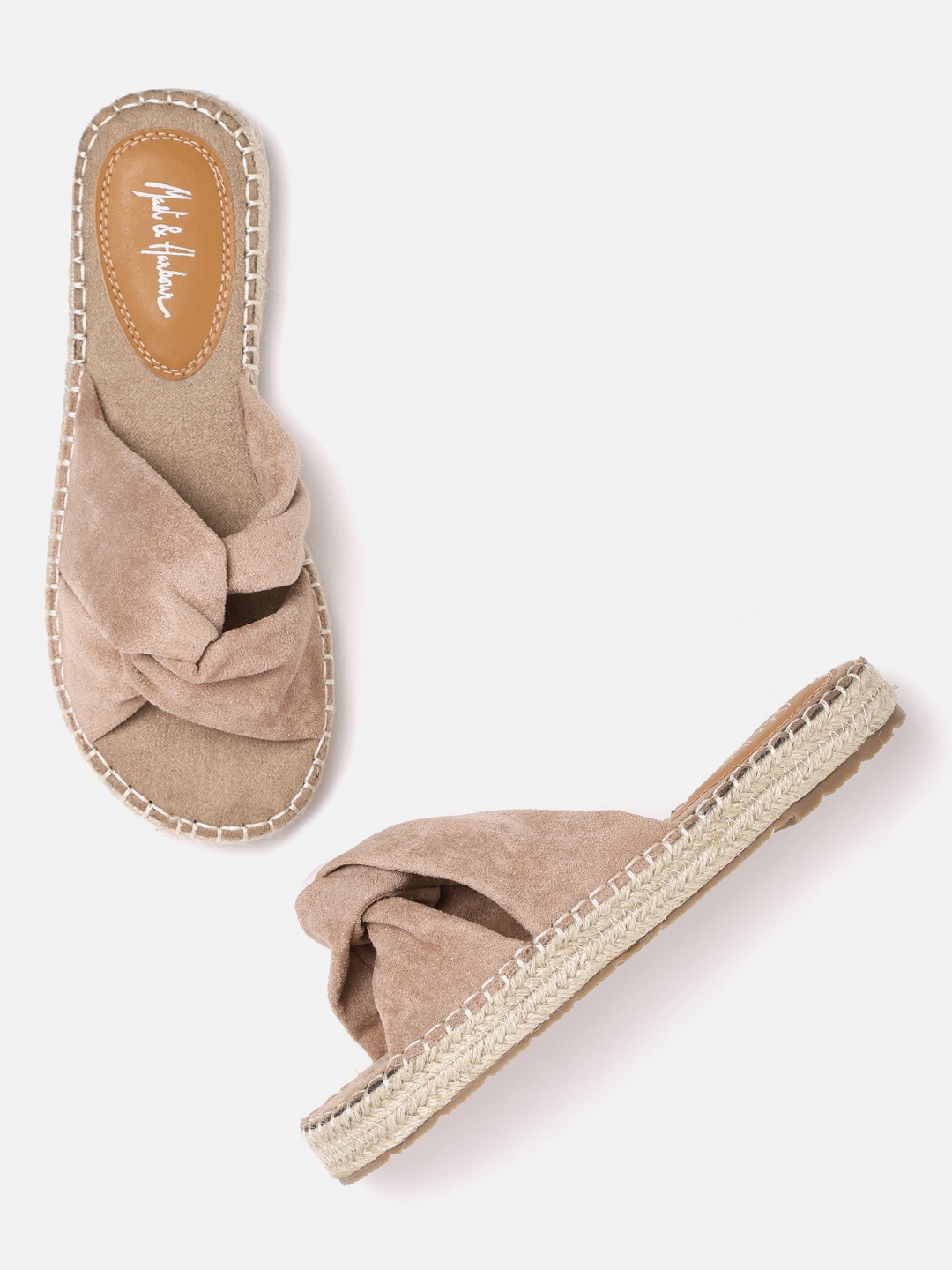 

Mast & Harbour Women Beige Solid Open Toe Espadrilles Flats