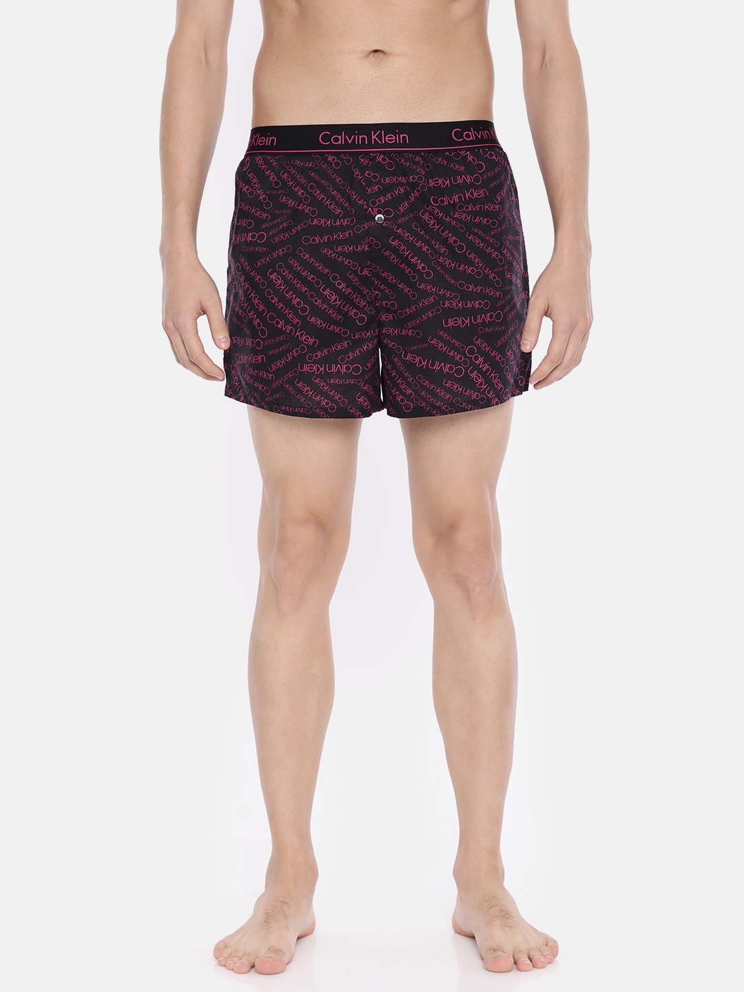 

Calvin Klein Underwear Men Slim Fit Black & Pink Printed Pure Cotton Boxers NB15236LV