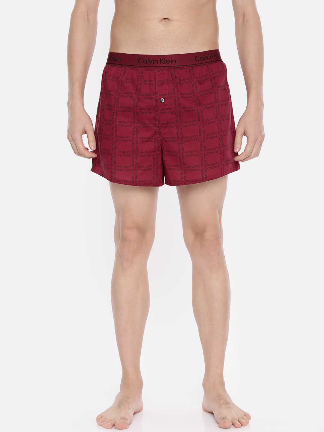 

Calvin Klein Underwear Men Slim Fit Red & Black Printed Pure Cotton Boxers NB15238JV