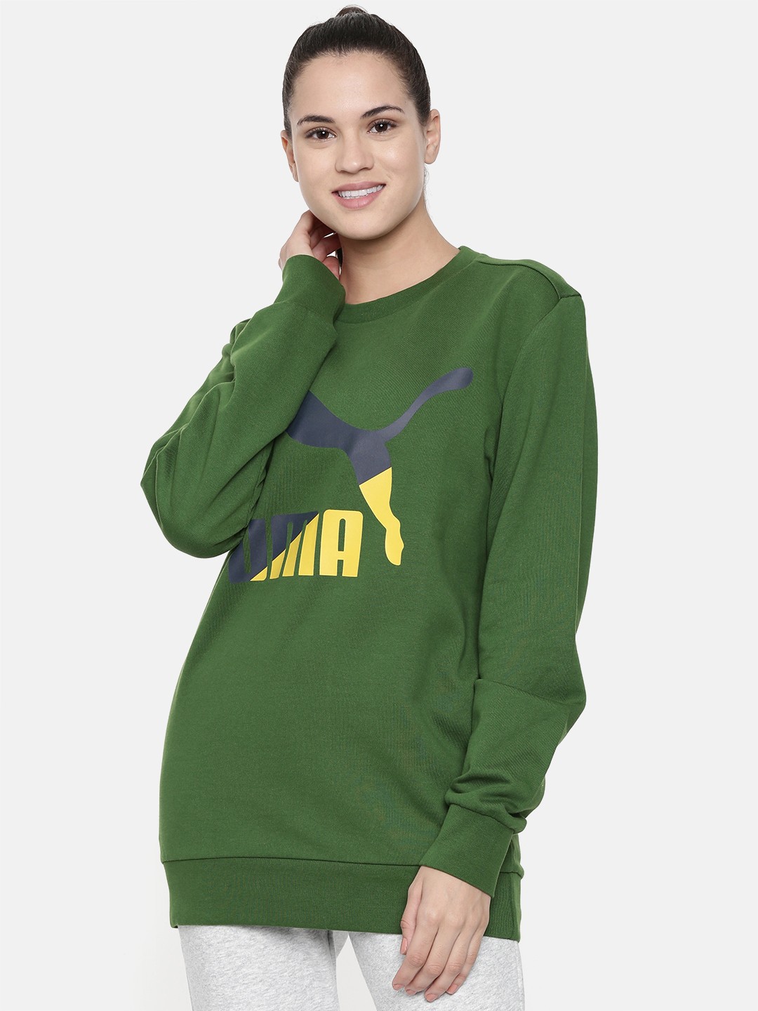 

Puma Women Green Graphic Logo Printed Sweatshirt