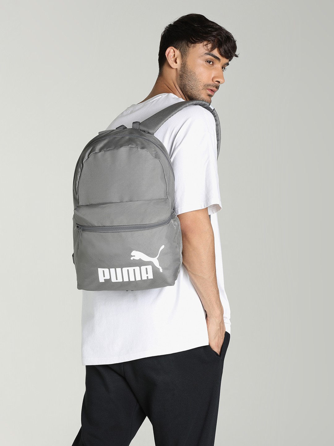 

Puma Unisex Grey Brand Logo Phase Backpack