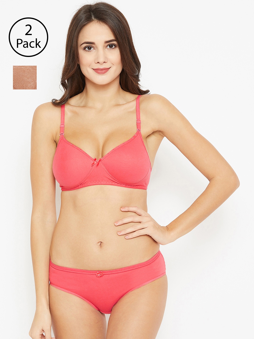 

N-Gal Women Pack of 2 Lingerie Set, Coral