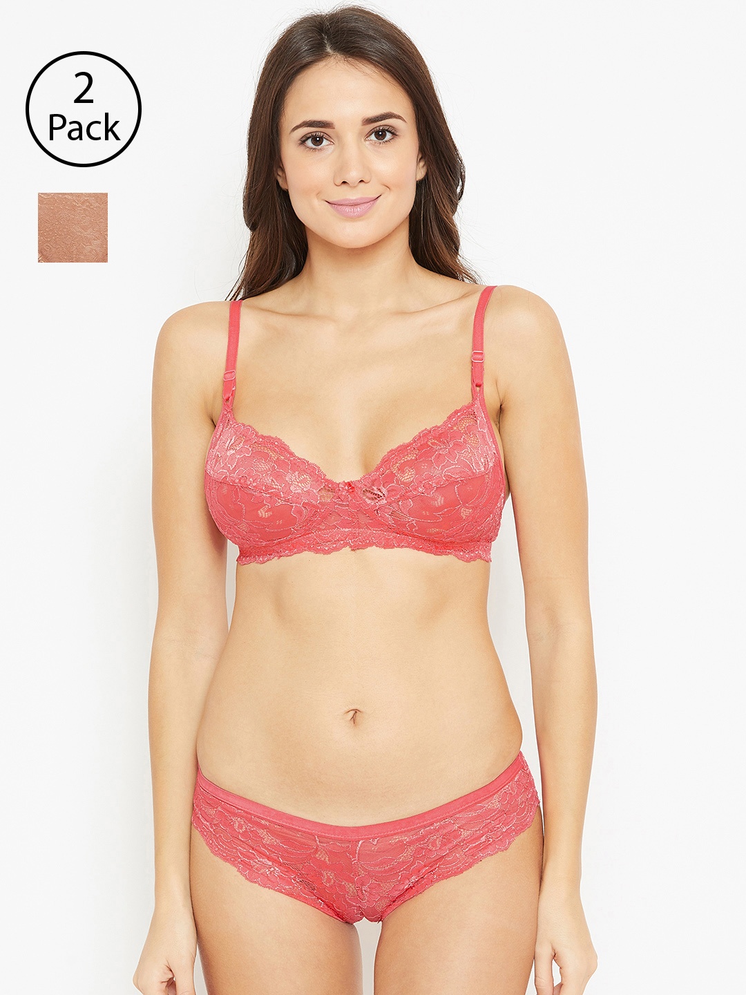 

N-Gal Women Pack of 2 Lingerie Set, Coral