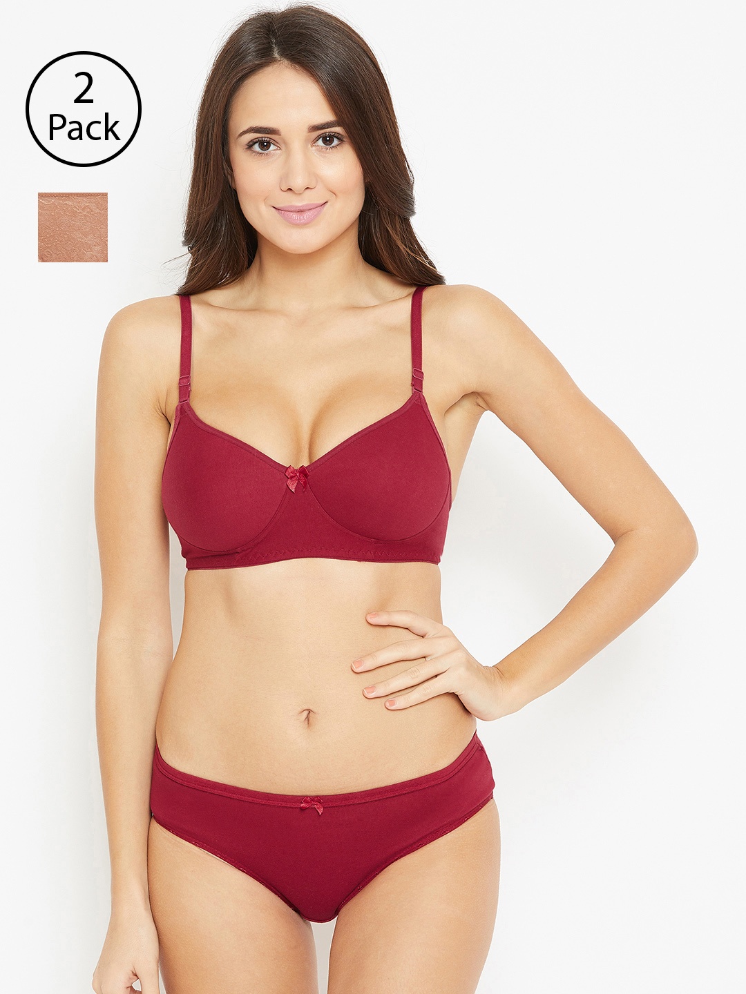 

N-Gal Women Pack of 2 Lingerie Set, Maroon