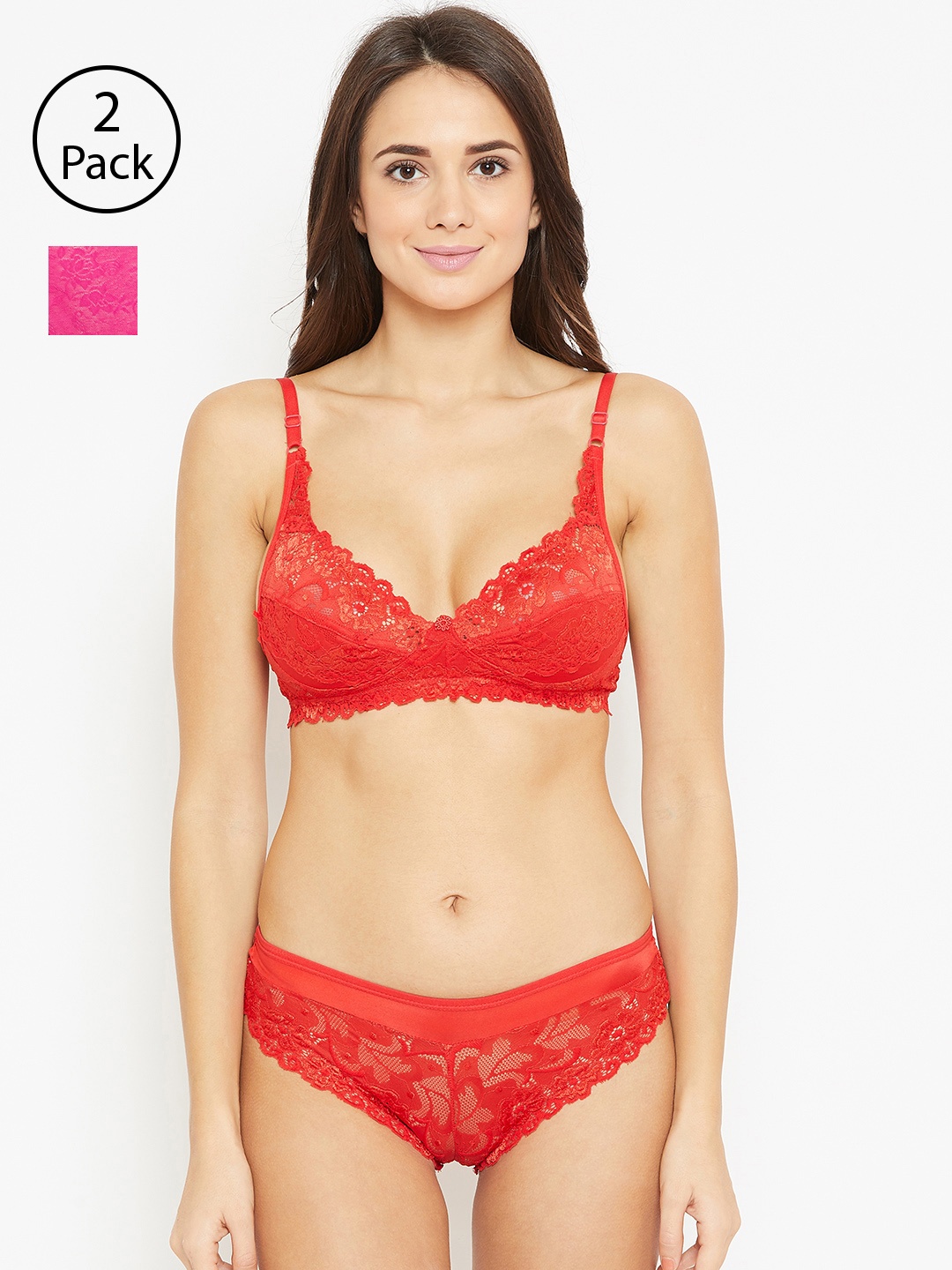 

N-Gal Women Pack of 2 Lingerie Set, Red
