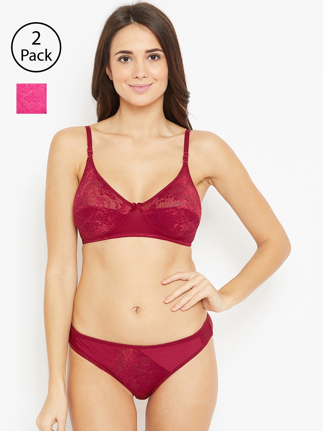

N-Gal Women Pack of 2 Lingerie Sets, Maroon